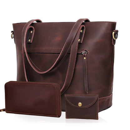 PORTLAND LEATHER TOTE BAG COMBO - BROWN