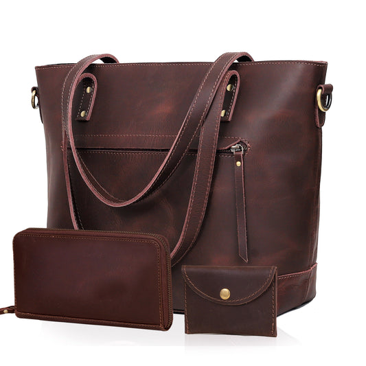 PORTLAND LEATHER TOTE BAG COMBO - BROWN