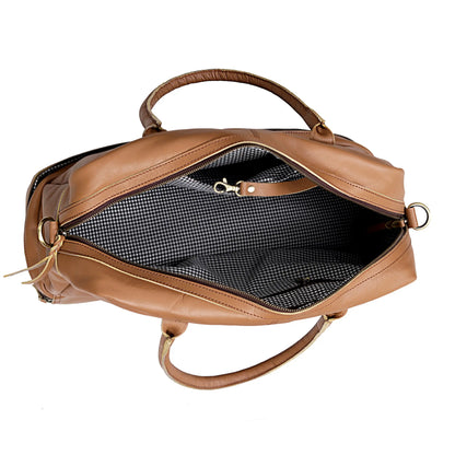 TOTO™ LEATHER COSMETIC BAG, LIGHT BROWN