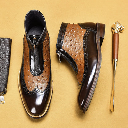 H&L British style retro ostrich leather boots