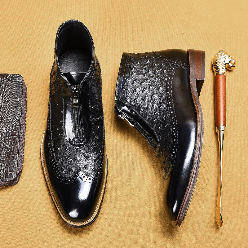 H&L British style retro ostrich leather boots