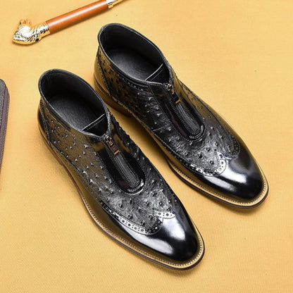 H&L British style retro ostrich leather boots