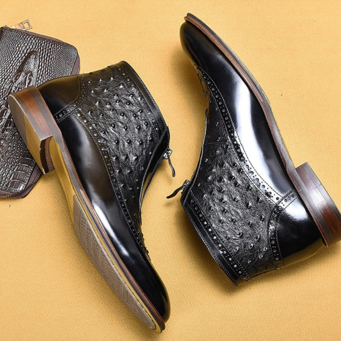 H&L British style retro ostrich leather boots