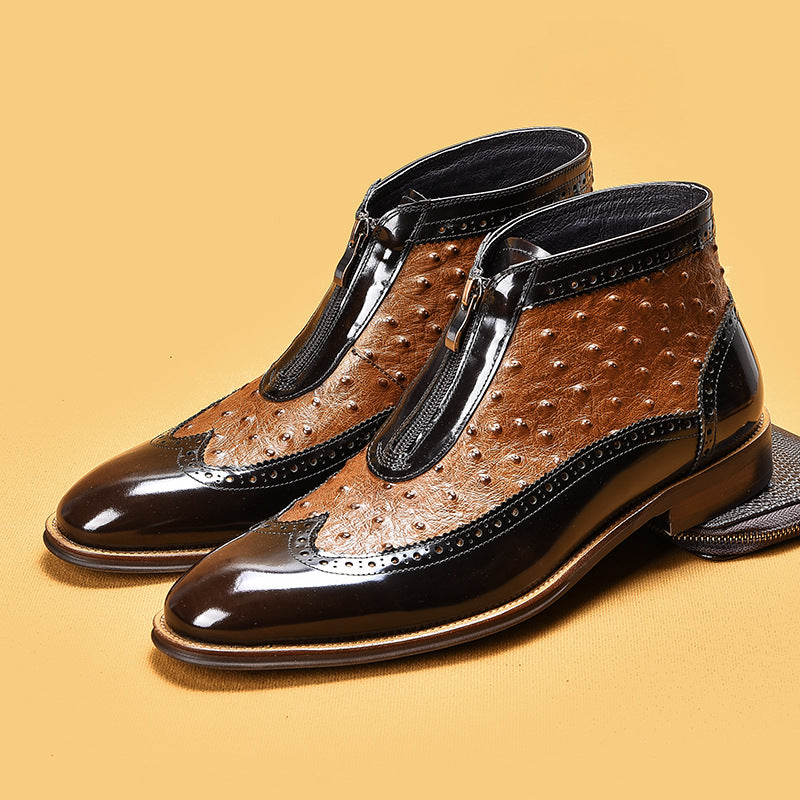 H&L British style retro ostrich leather boots