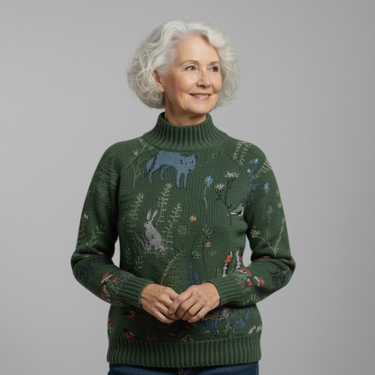 Victoria™ | Cosy Knitted Jumper with Forest-Inspired Print