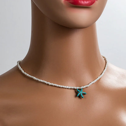 Chic Bohemian Turquoise Starfish Necklace