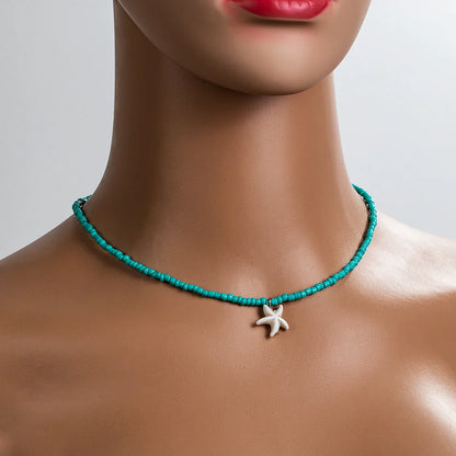 Chic Bohemian Turquoise Starfish Necklace