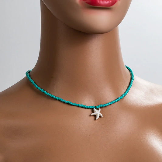 Chic Bohemian Turquoise Starfish Necklace