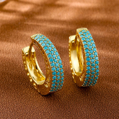 Chic Turquoise Blue Flower Hoop Earrings