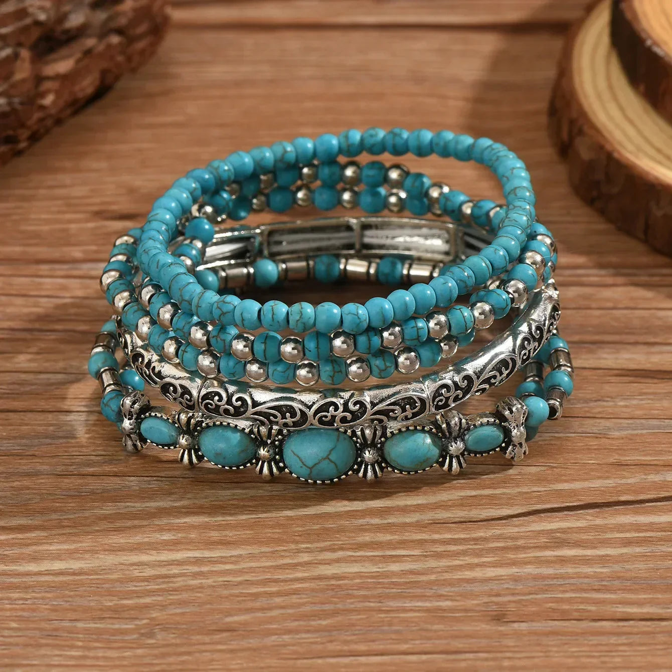 Boho Chic Turkis Perlearmbånd Kollektion