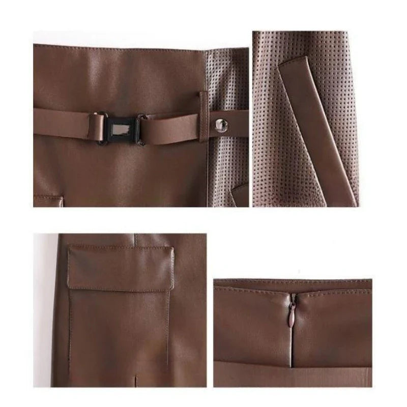 Sienna Buckled Leather Skirt