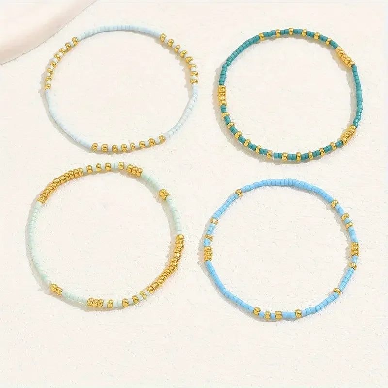 Chic Bohemian Turquoise Beaded Bracelet Set