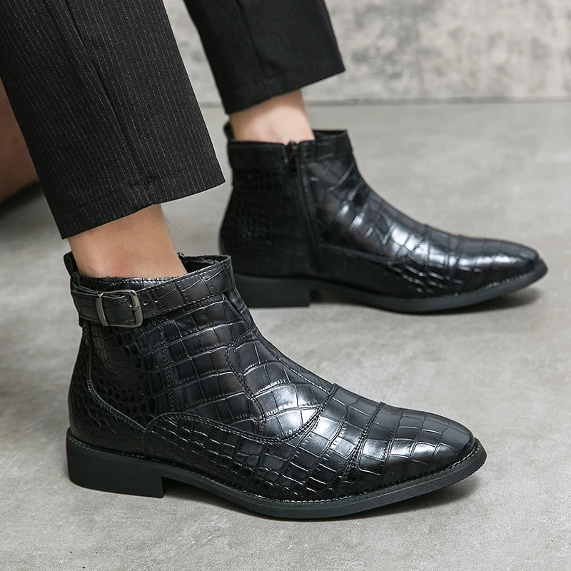 Dylan™ | Synthetic Leather Ankle Boots with Buckle