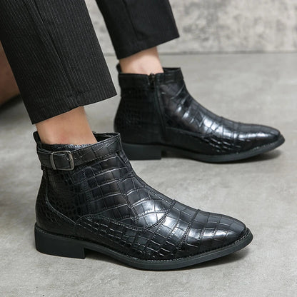 Dylan™ | Synthetic Leather Ankle Boots with Buckle