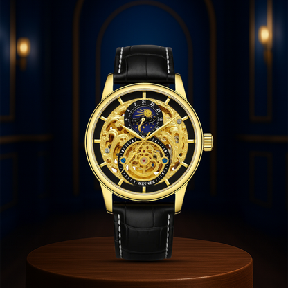 Blake™ | Mechanical Skeleton Watch with Moon Phase Display | 44mm