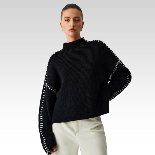 Alma | Oversized Turtleneck Jumper with Piqué Details