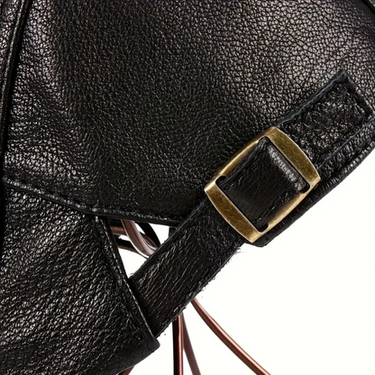 Hanz | Genuine Leather Adjustable Fit Newsboy Cap