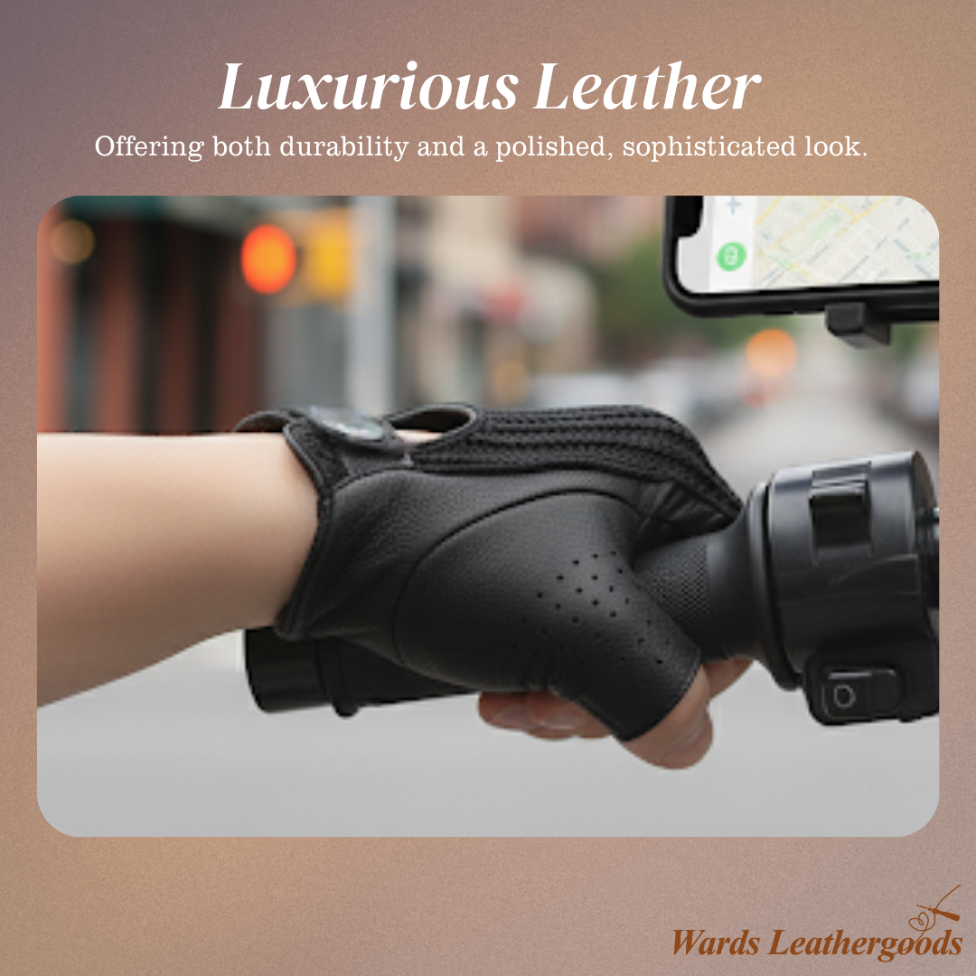 Cillian | Leather Knit Fingerless Driving Gloves