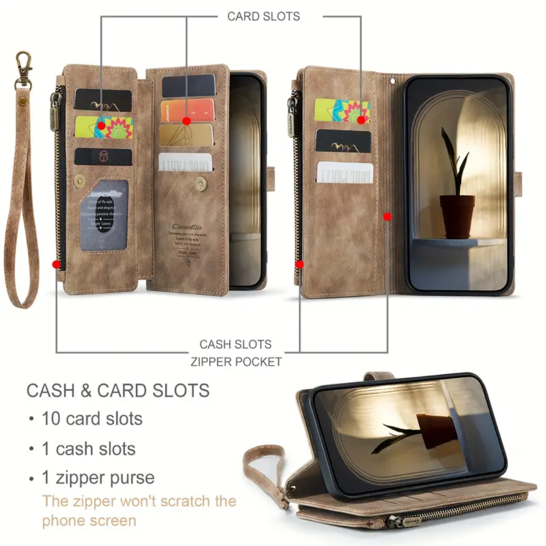 Clement | IPhone Case Leather Wallet with Wrist Strap