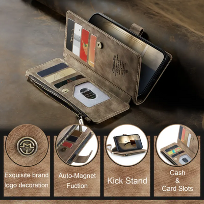 Clement | IPhone Case Leather Wallet with Wrist Strap