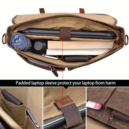 Bennett | Vintage Canvas Messenger with Leather Straps