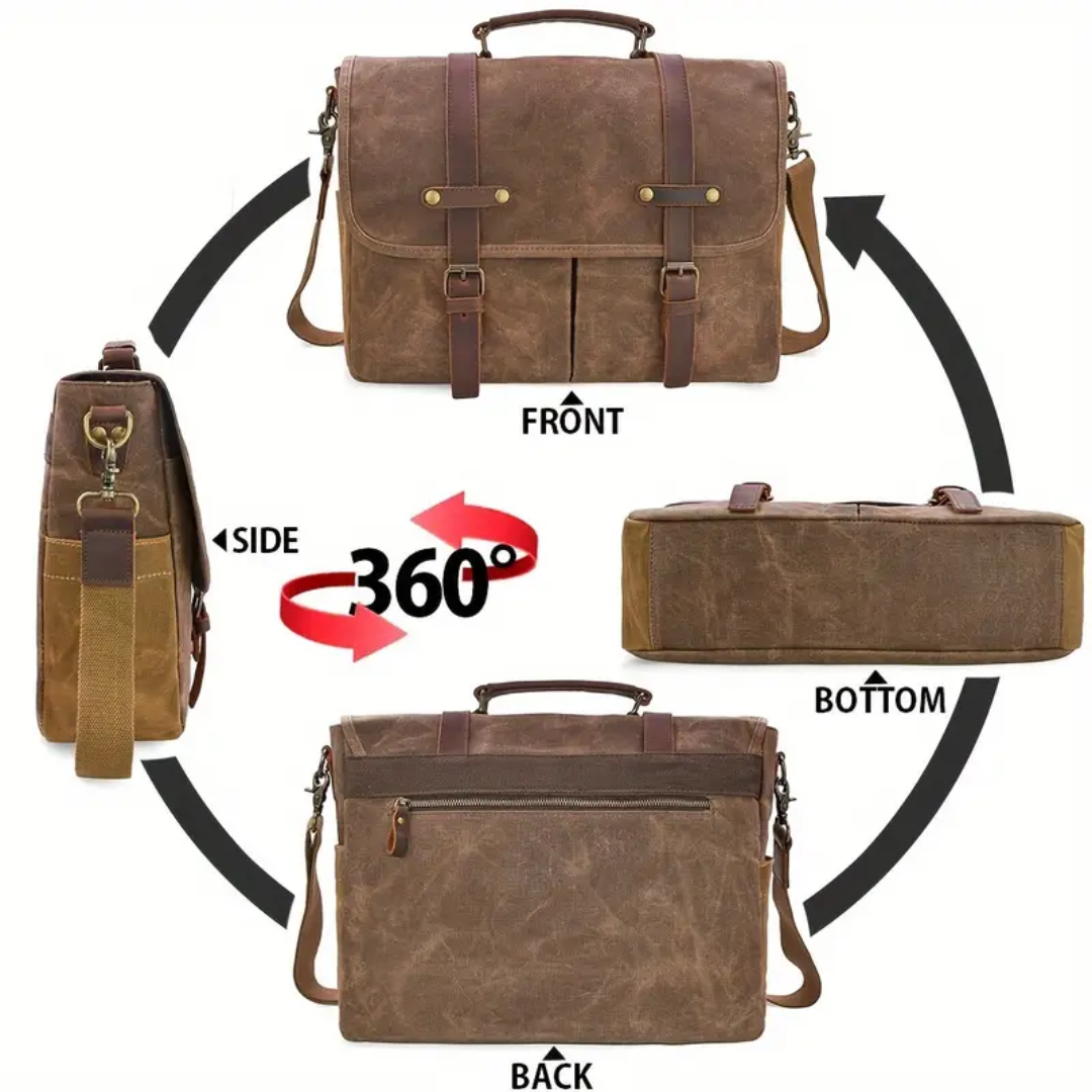 Bennett | Vintage Canvas Messenger with Leather Straps