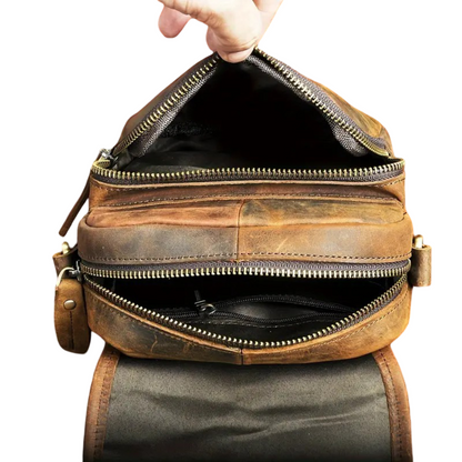 Nolan | Compact Leather Crossbody Pouch with Buckle Flap
