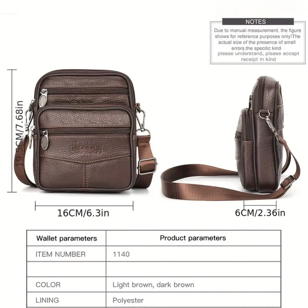 Brian | Textured Crossbody with Triple-Zip Utility