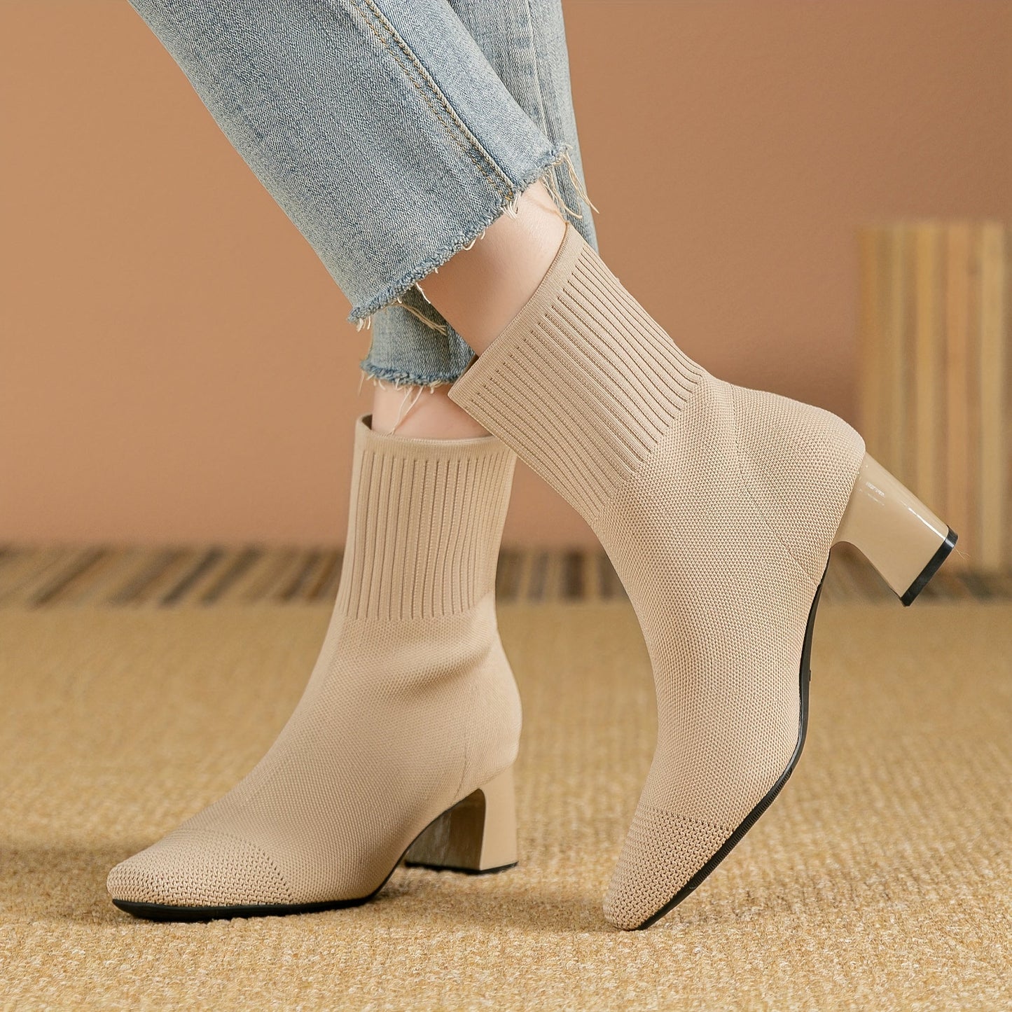 Paulette™ – Comfortable knitted ankle boots with a stable and soft heel