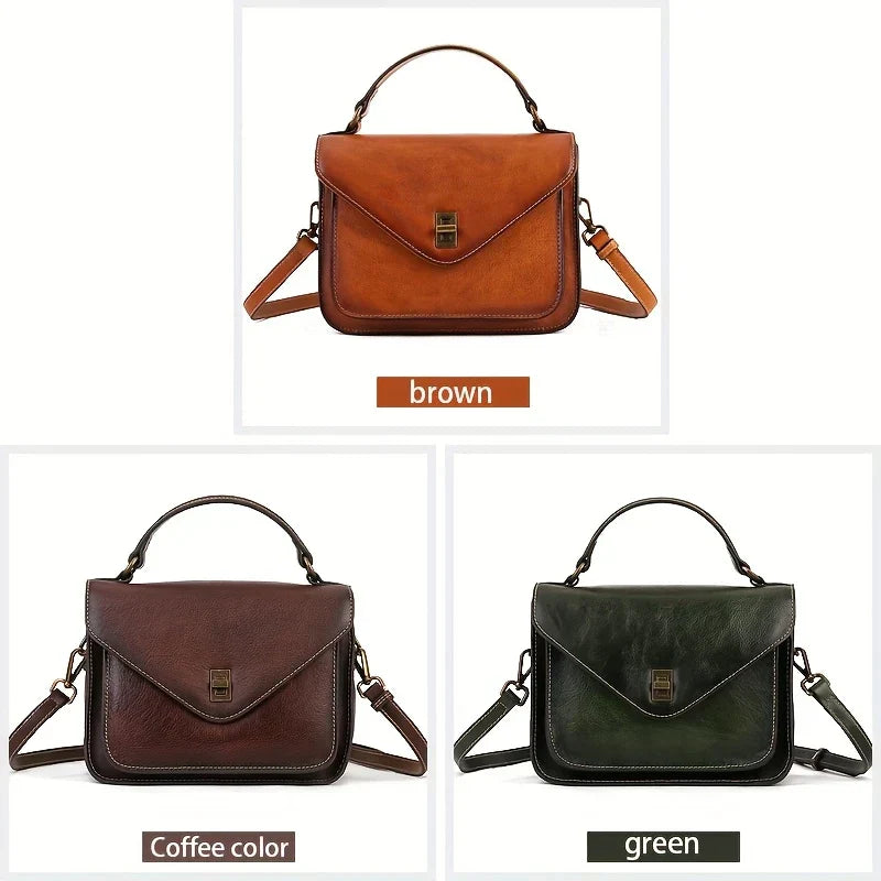 Genuine Leather Women's Retro Postman Crossbody Bag