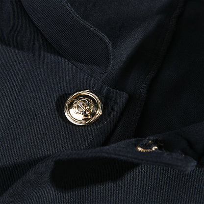H&L Men's Vintage Casual Solid Stand Collar Button Jacket