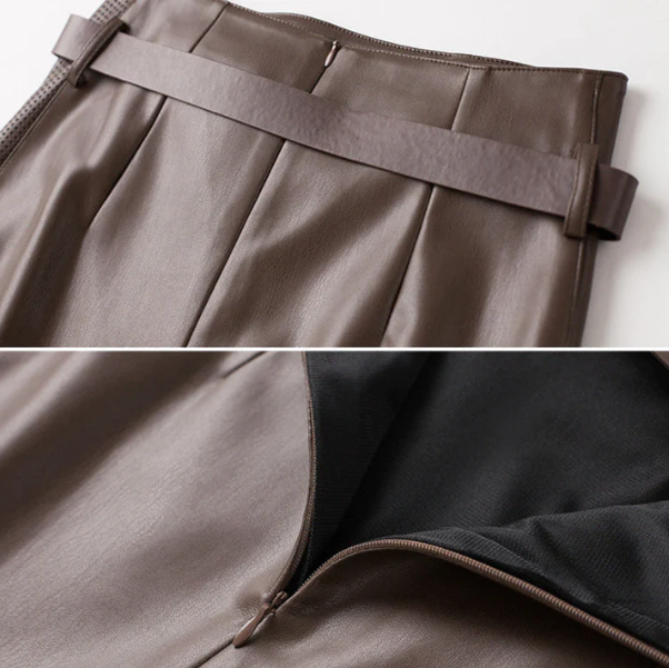 Sienna Buckled Leather Skirt