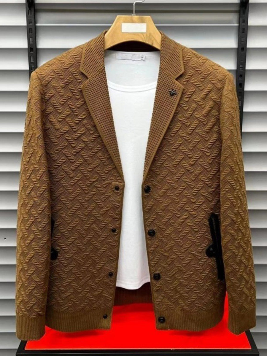 H&L Men's Casual Patterned Sweater Jacket