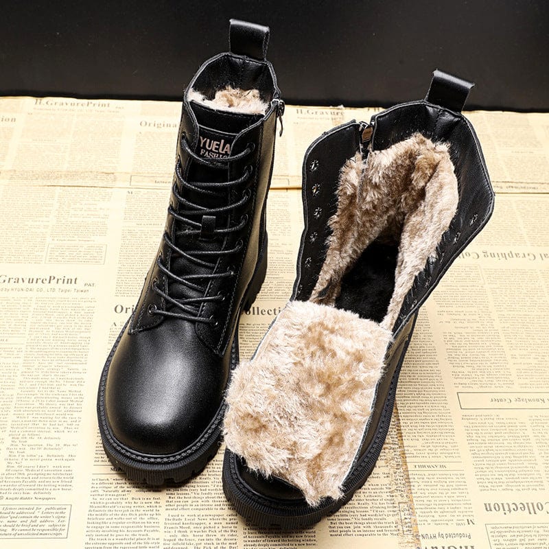 ANDREA™ | Elegant Black Leather Winter Boots