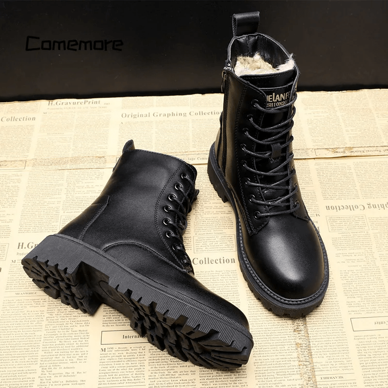 ANDREA™ | Elegant Black Leather Winter Boots