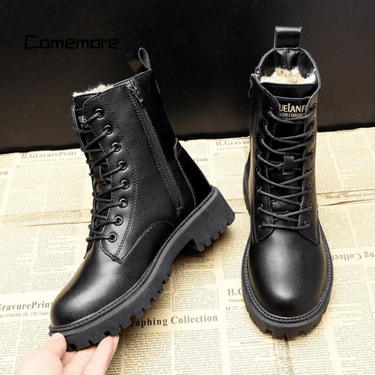 ANDREA™ | Elegant Black Leather Winter Boots