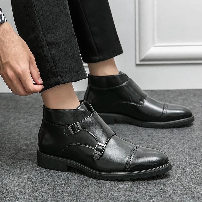 Parker™ | Double Buckle Synthetic Leather Boots