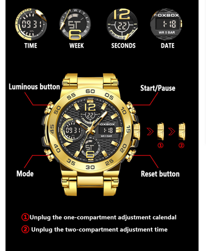 Nate™ | Men's Dual Display Digital Military Quartz Watch | 46mm