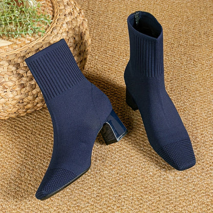 Paulette™ – Comfortable knitted ankle boots with a stable and soft heel