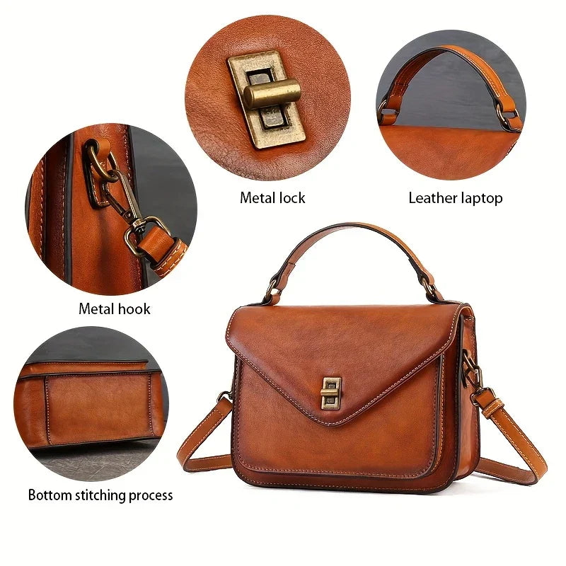 Genuine Leather Women's Retro Postman Crossbody Bag