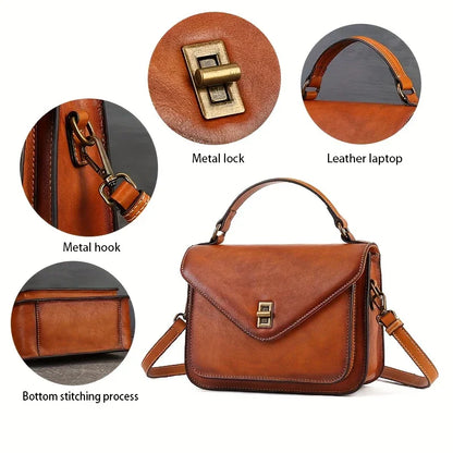 Genuine Leather Women's Retro Postman Crossbody Bag