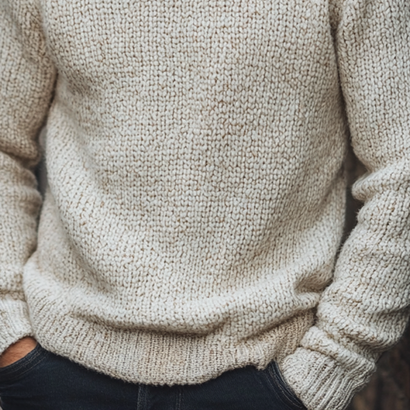 H&L Men's Solid Color Crew Neck Pullover Knit Sweater