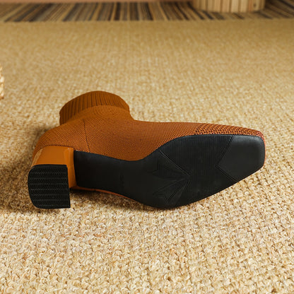 Paulette™ – Comfortable knitted ankle boots with a stable and soft heel