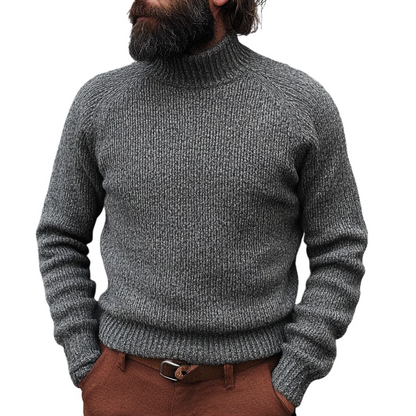 H&L Men's Solid Color Knitted Turtleneck Sweater