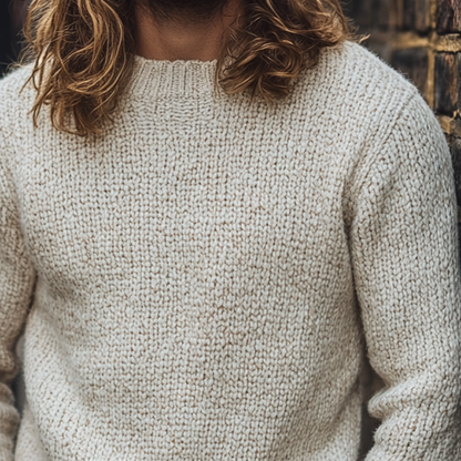 H&L Men's Solid Color Crew Neck Pullover Knit Sweater