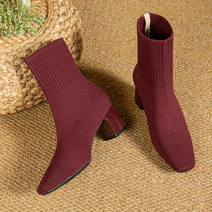 Paulette™ – Comfortable knitted ankle boots with a stable and soft heel