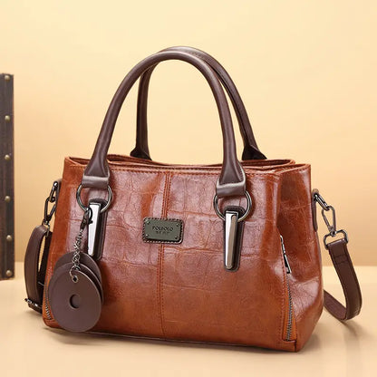 Fashionable Genuine Leather Retro Boston Bag
