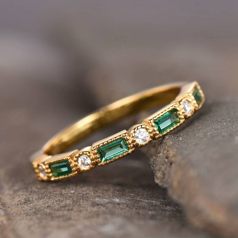 Alex™ - Gold Ring with Green Zirconium