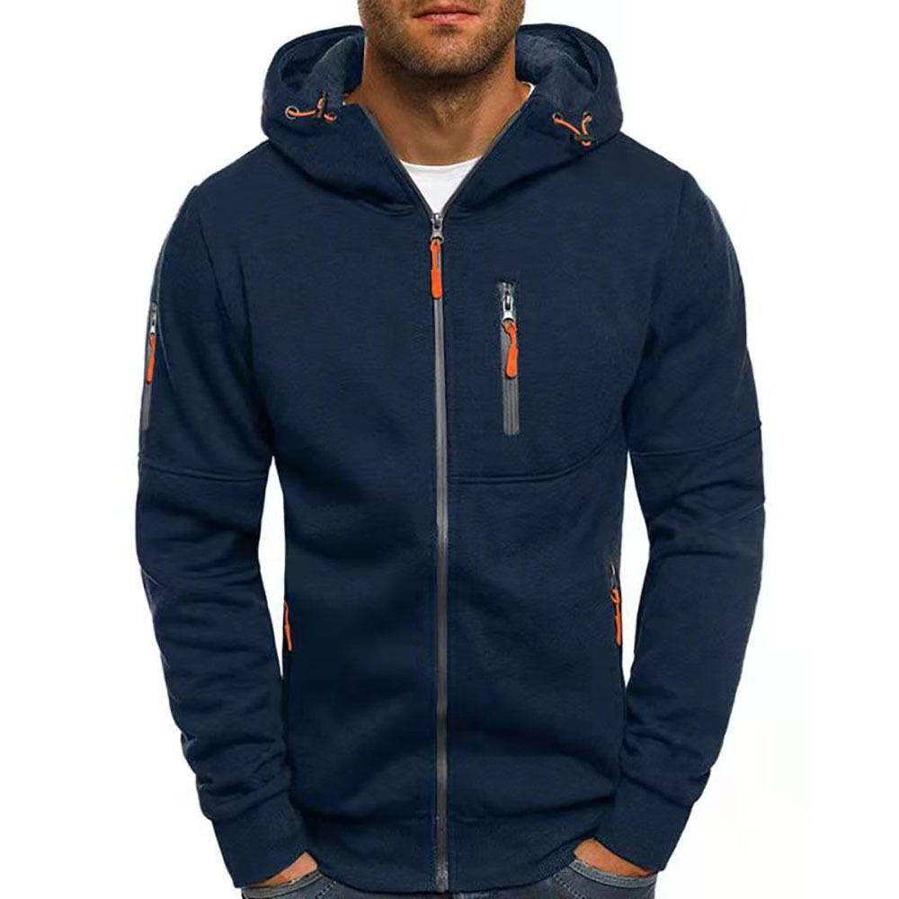 H&L Men's Casual Cotton Blend Zipper Hooded Slim Fit Sports Jacket