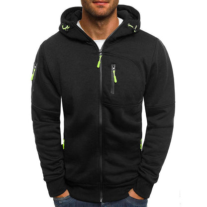 H&L Men's Casual Cotton Blend Zipper Hooded Slim Fit Sports Jacket